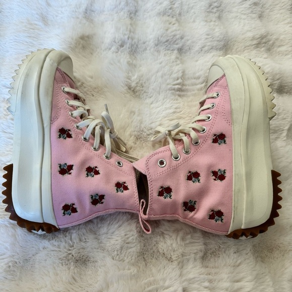 Converse Run Star Hike High Embroidered Rose Lace up Platform Women’s Size 8 - Picture 6 of 9